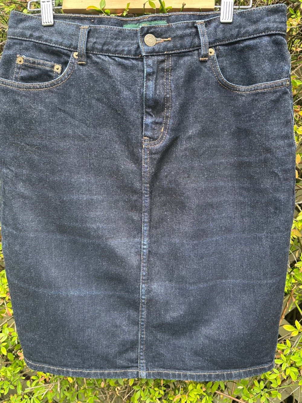 Ralph Lauren Dark Wash Denim Midi Skirt